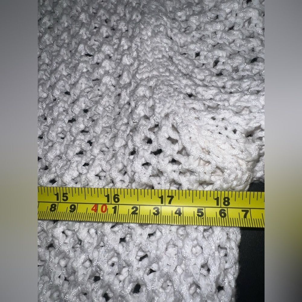 J.Jill White Crochet Hooded Cardigan With Fringe Hem Size Small GUC - Picture 7 of 8